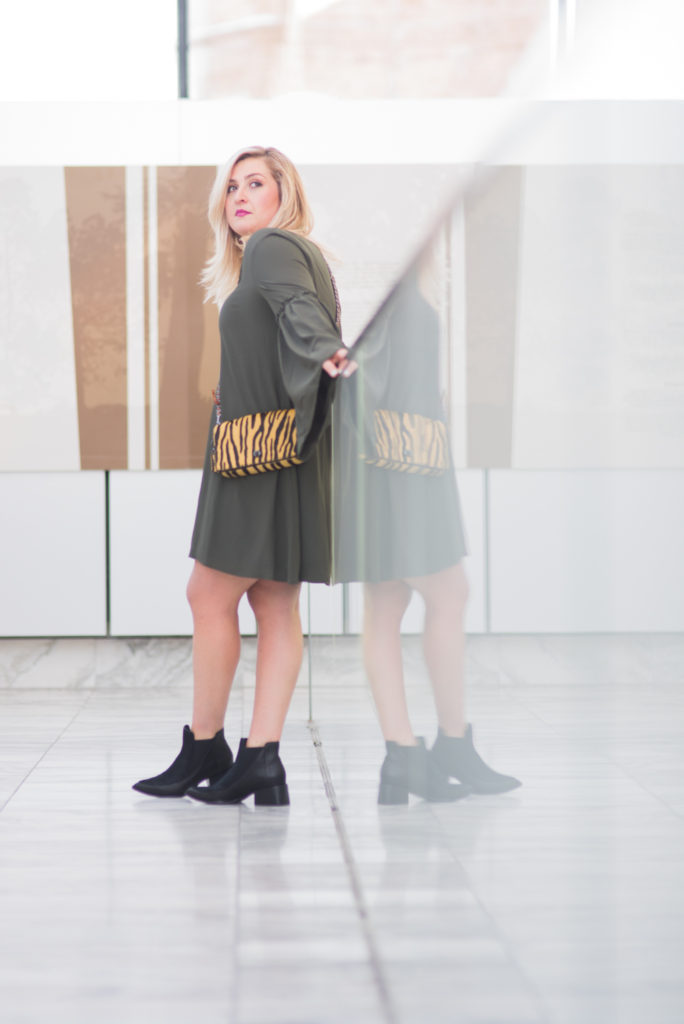 ELVI plus size bell sleeve dress fashion trend Ottawa Fashion Blogger Chantsy coach purse black booties